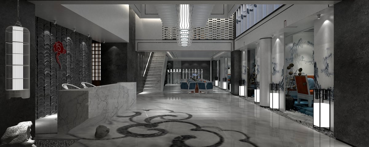 Premium lobby entrance with marble flooring - Long Island office building